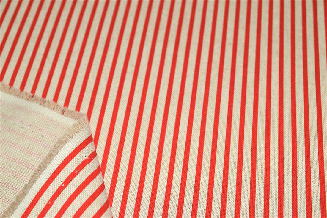 Red Linen Printed Canvas Fabric