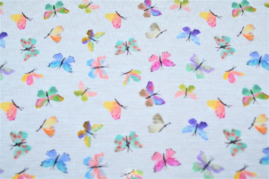 White Linen Printed Canvas Fabric