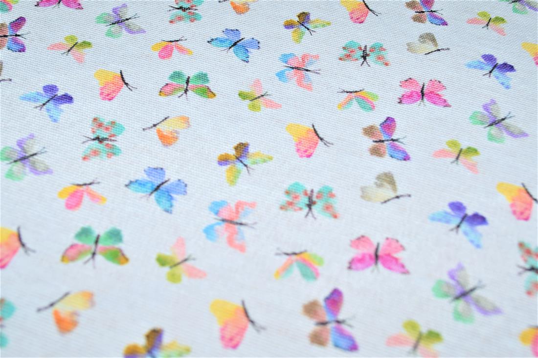 White Linen Printed Canvas Fabric