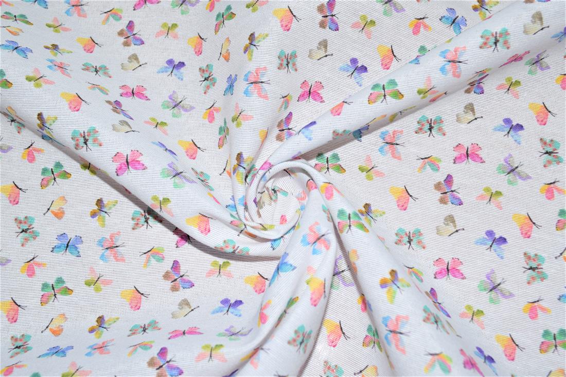 White Linen Printed Canvas Fabric