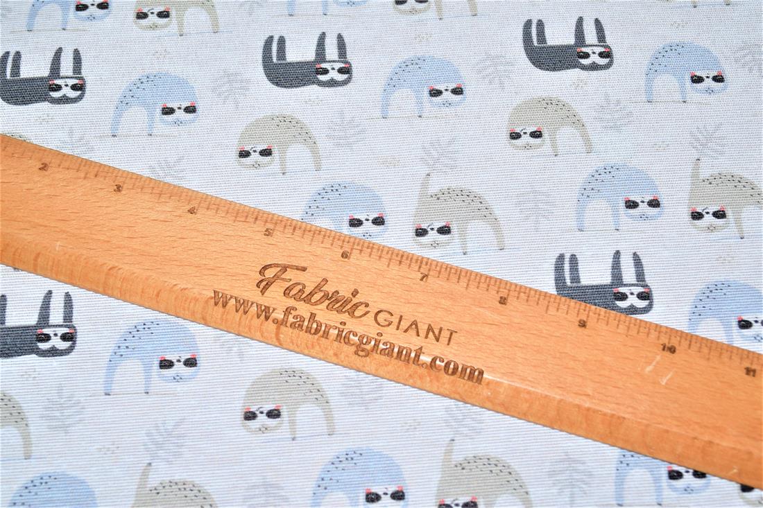 White Sloth Canvas Printed Fabric