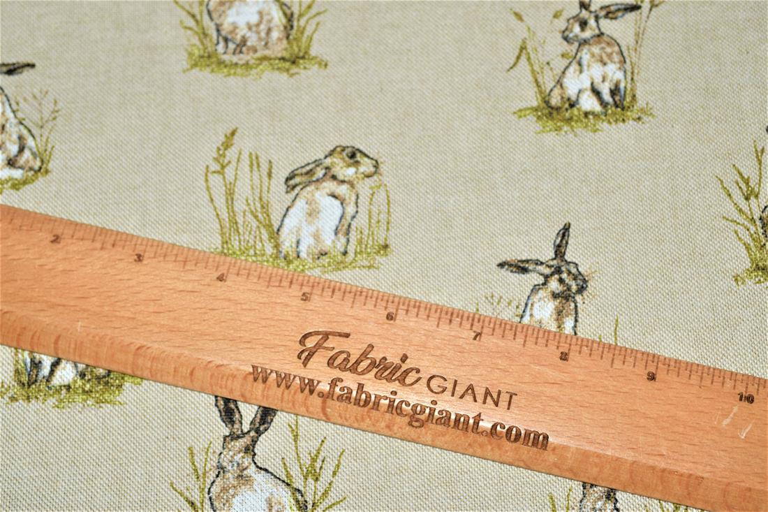 Natural Linen Hares Printed Canvas Fabric
