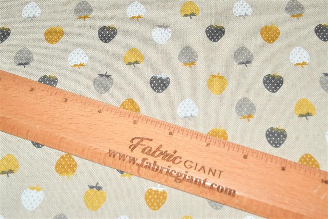 Strawberries Linen Printed Canvas Fabric