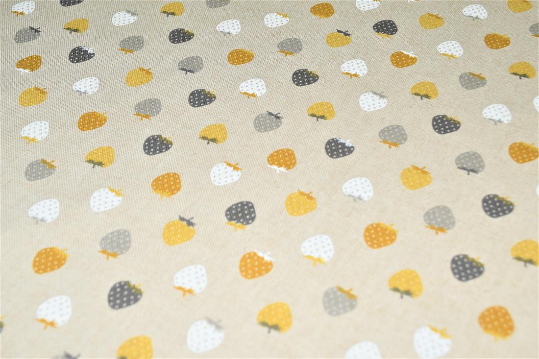 Strawberries Linen Printed Canvas Fabric