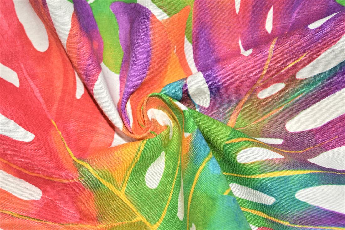 Tropical Leaves Summer Printed Digital Canvas Fabric