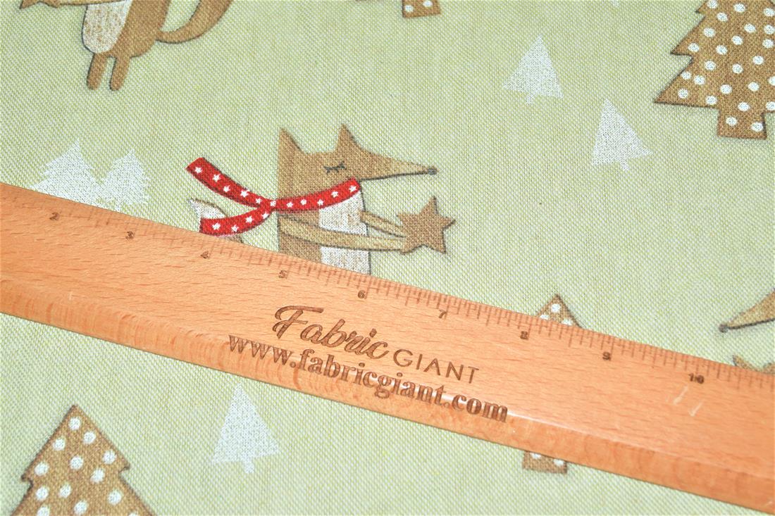 Natural Christmas Foxes Linen