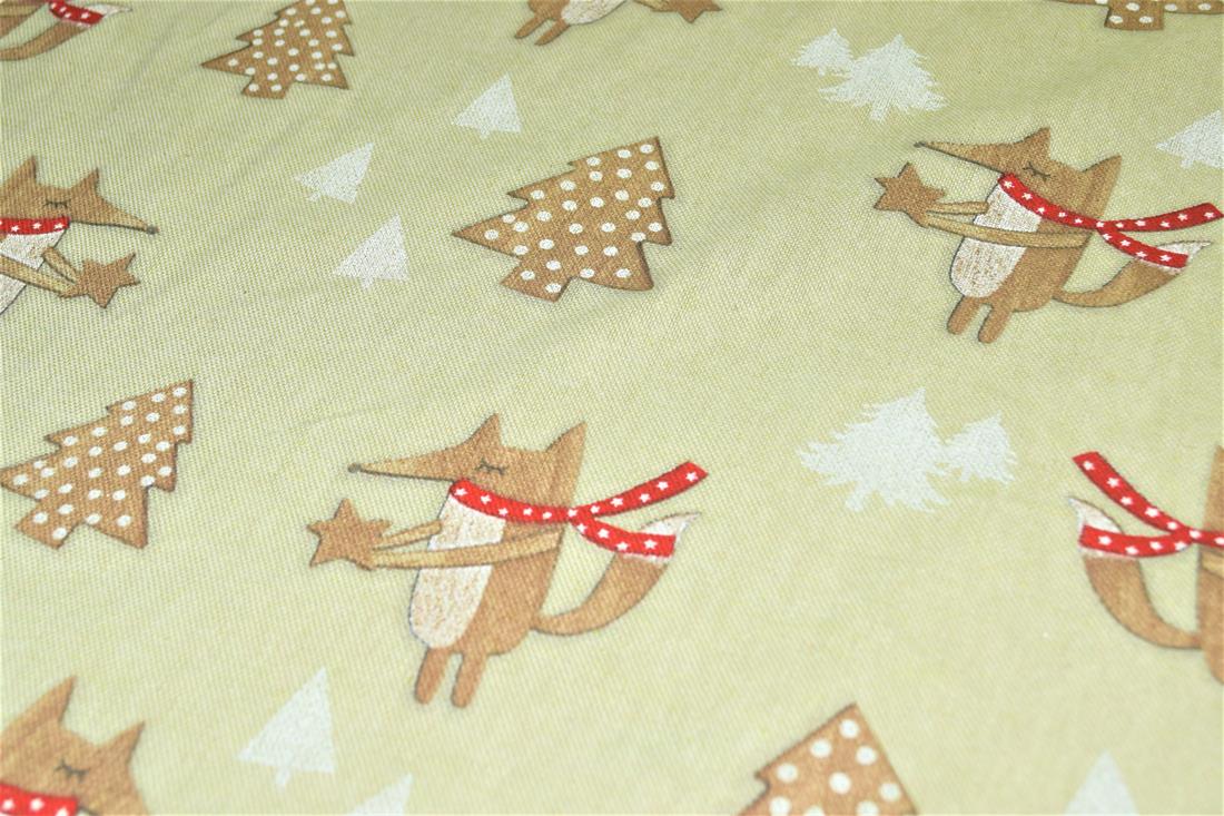 Natural Christmas Foxes Linen