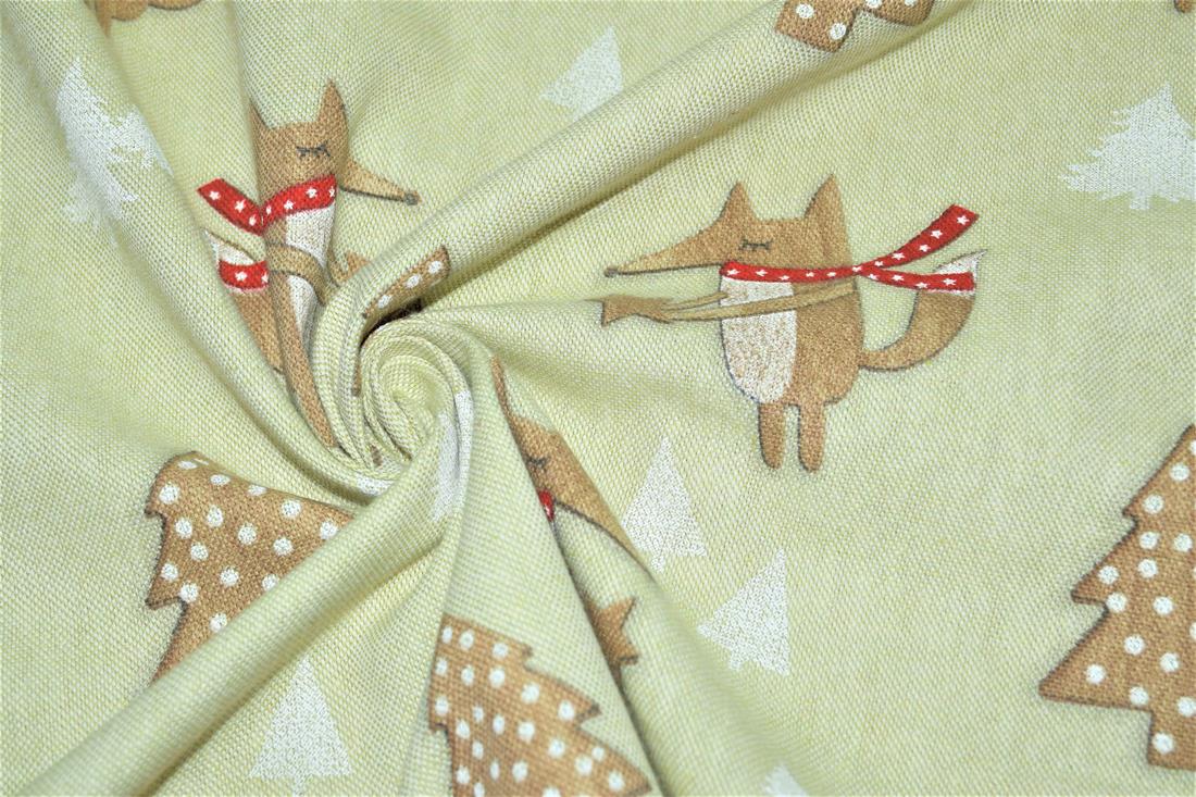 Natural Christmas Foxes Linen