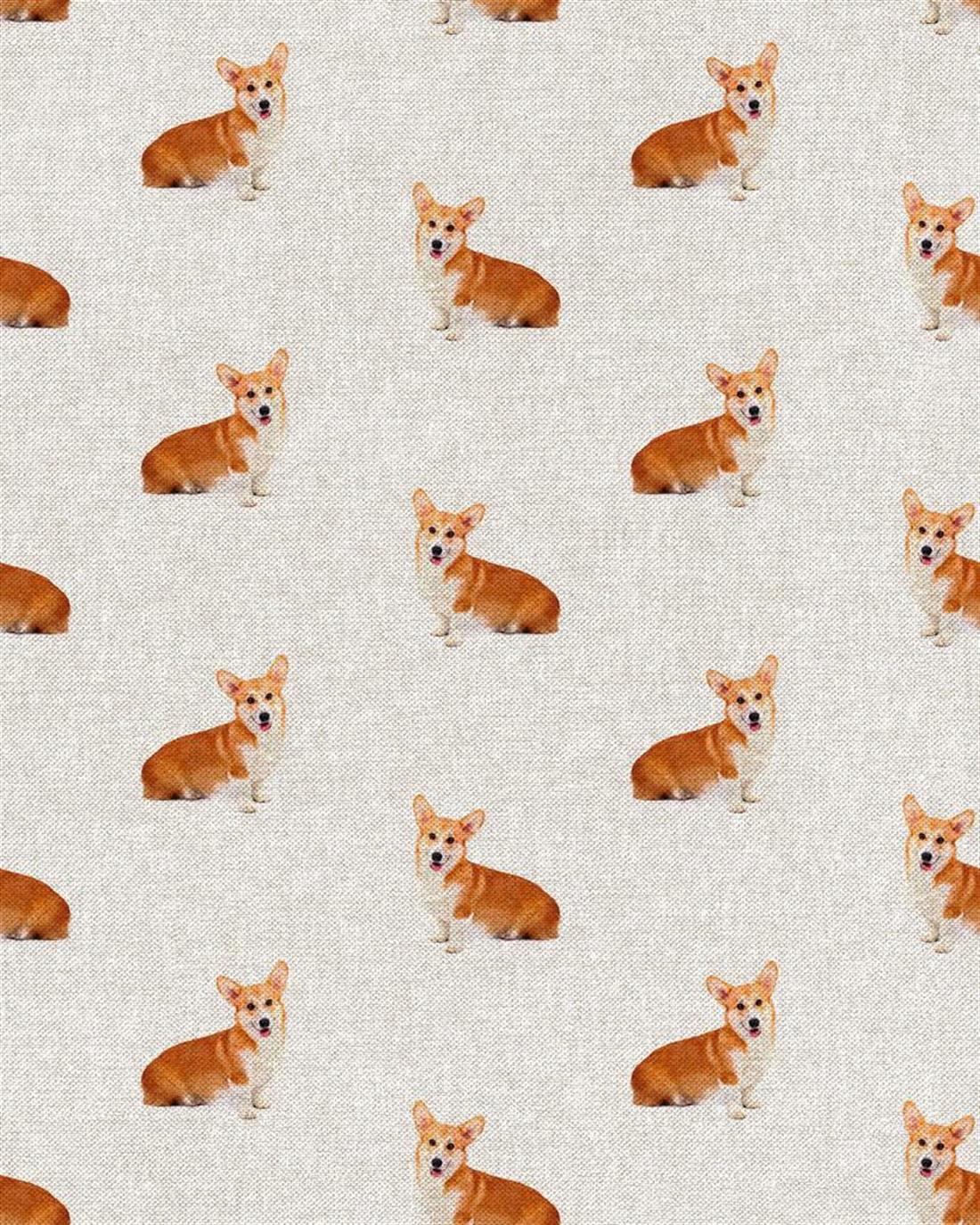 Natural Cat All Over Printed Canvas Fabric