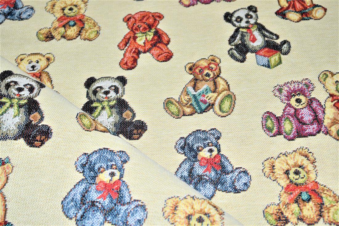 Natural Vintage Teddy Bears Printed Weight Tapestry