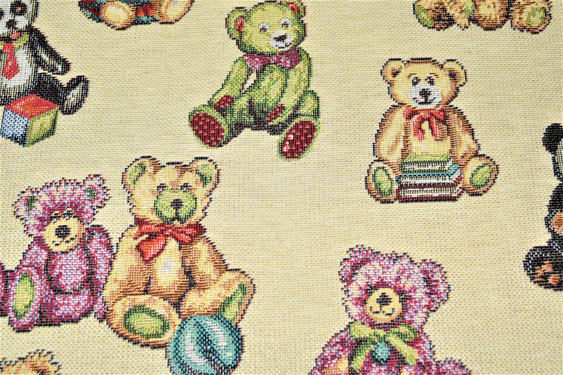 Natural Vintage Teddy Bears Printed Weight Tapestry