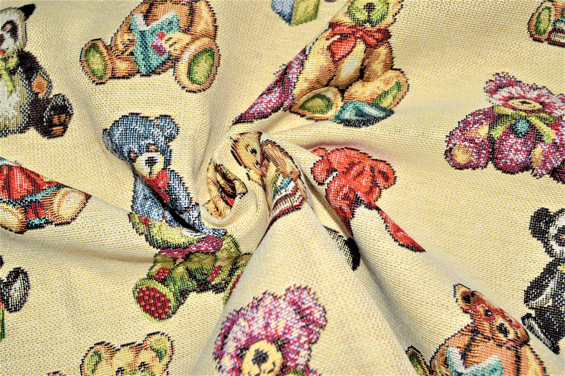 Natural Vintage Teddy Bears Printed Weight Tapestry