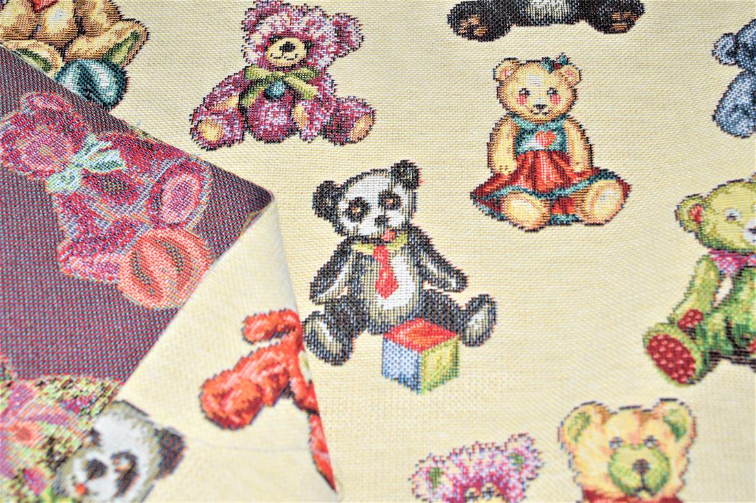 Natural Vintage Teddy Bears Printed Weight Tapestry