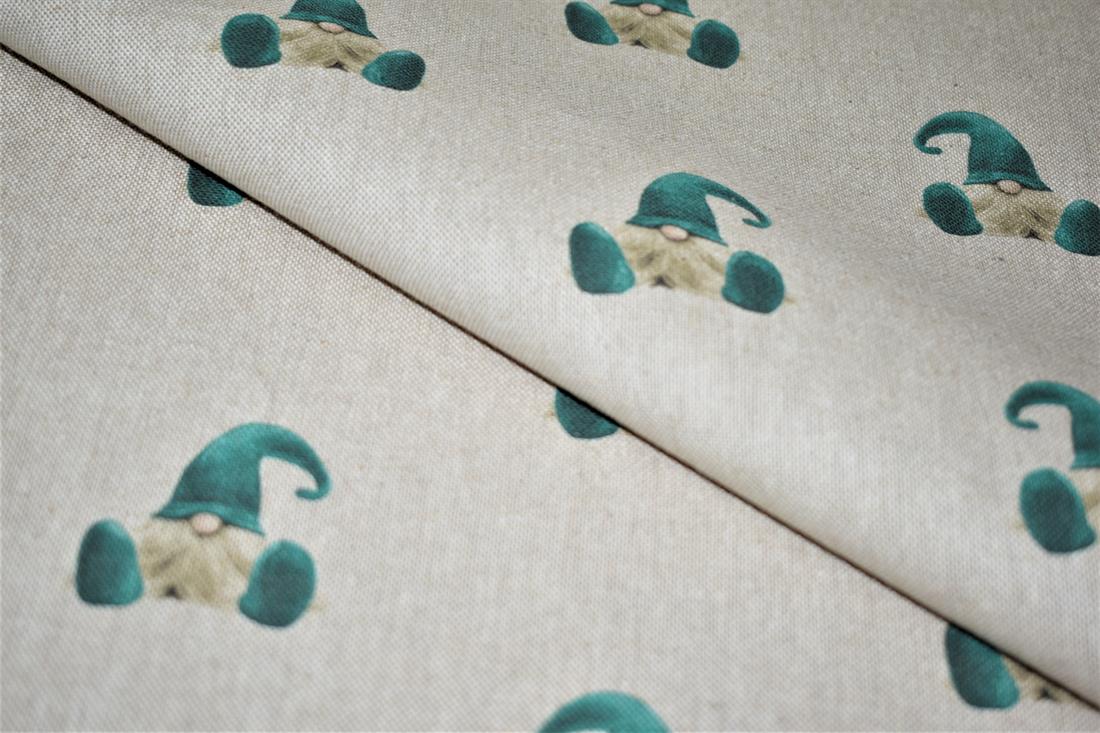 Natural Gonk Green Printed Digital Canvas Fabric