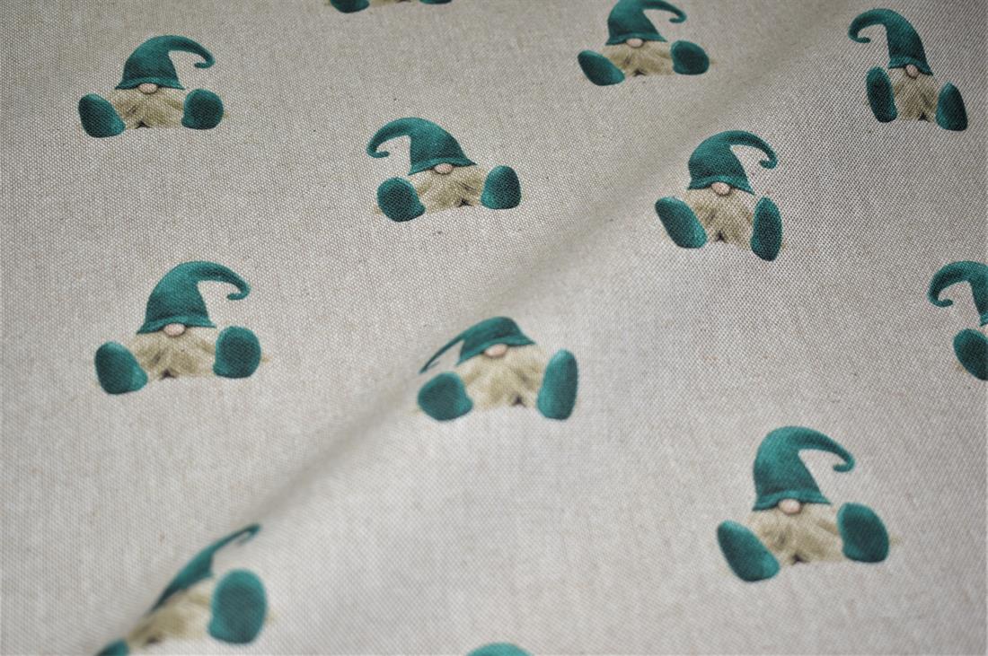 Natural Gonk Green Printed Digital Canvas Fabric