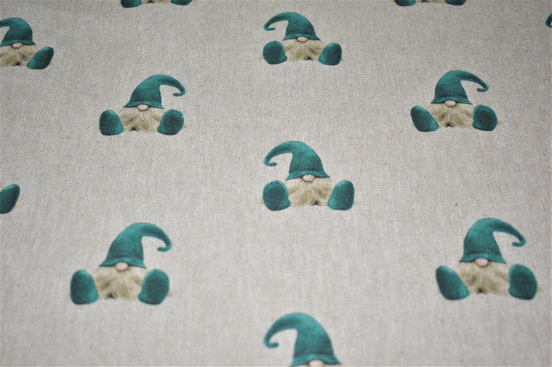 Natural Gonk Green Printed Digital Canvas Fabric