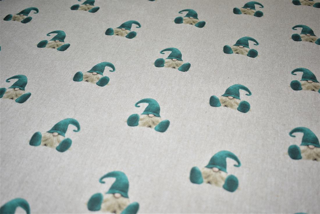 Natural Gonk Green Printed Digital Canvas Fabric