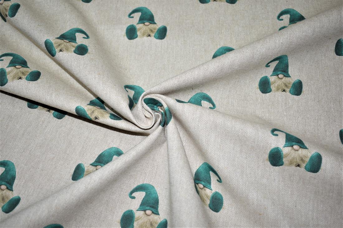 Natural Gonk Green Printed Digital Canvas Fabric