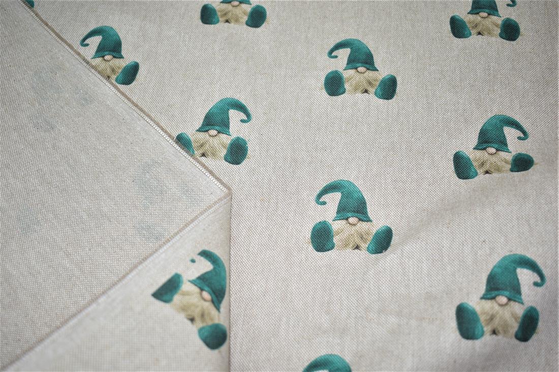 Natural Gonk Green Printed Digital Canvas Fabric