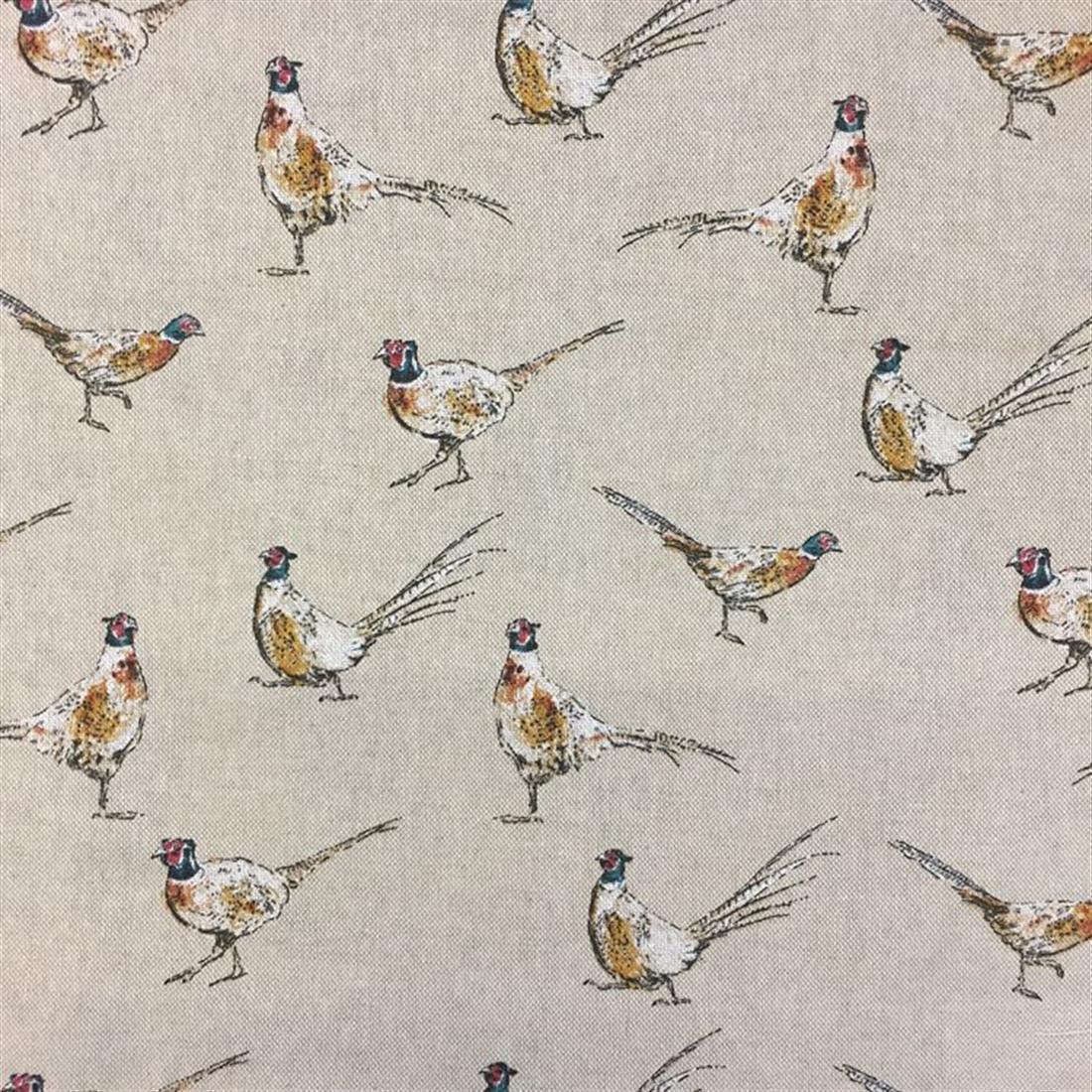 Natural Lines Pheasant Printed Digital Canvas Fabric