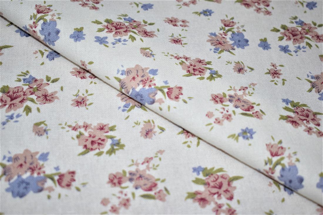 White Printed Floral Canvas Fabric