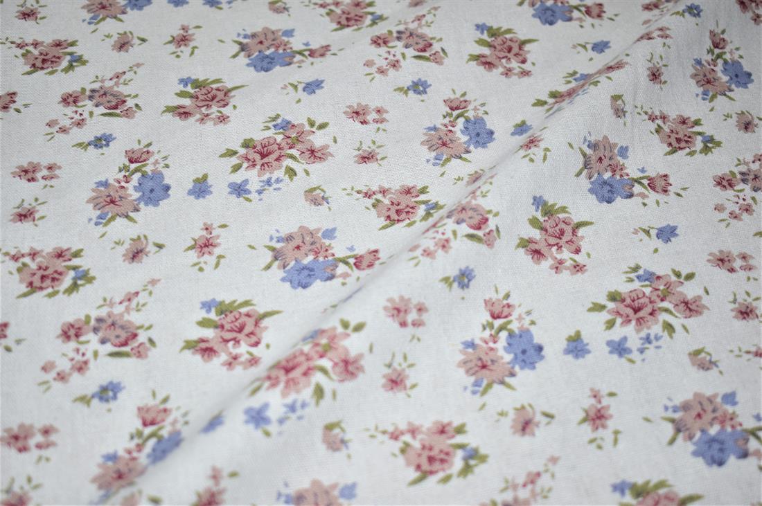 White Printed Floral Canvas Fabric