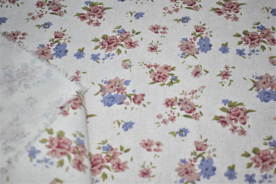White Printed Floral Canvas Fabric