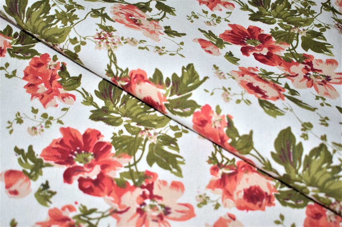 White Printed Canvas Fabric