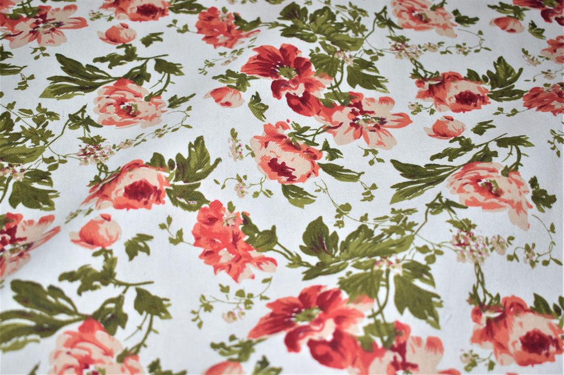 White Printed Canvas Fabric