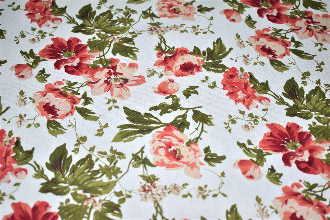 White Printed Canvas Fabric