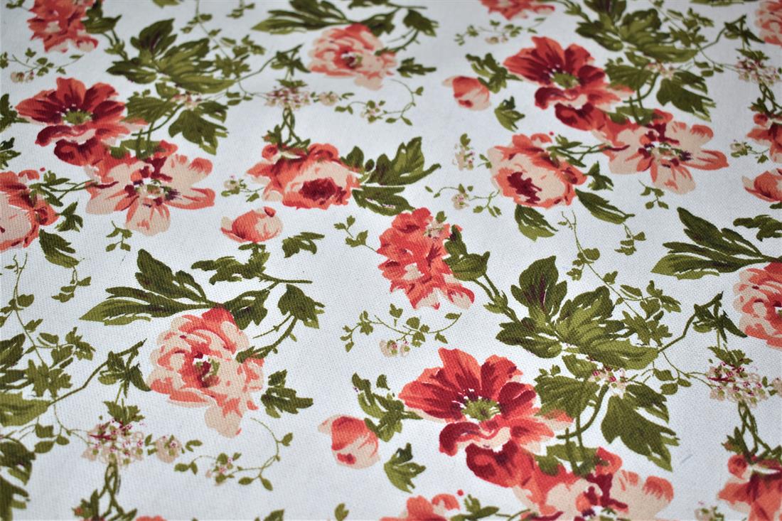 White Printed Canvas Fabric