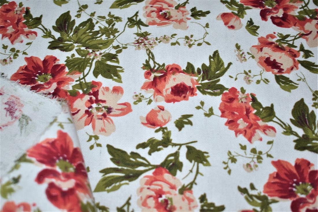 White Printed Canvas Fabric