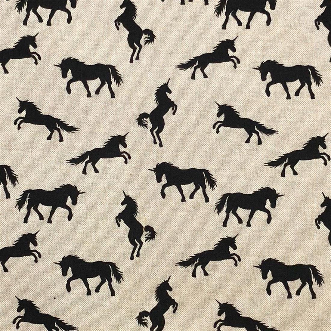 Linen Unicorns Printed Canvas Fabric
