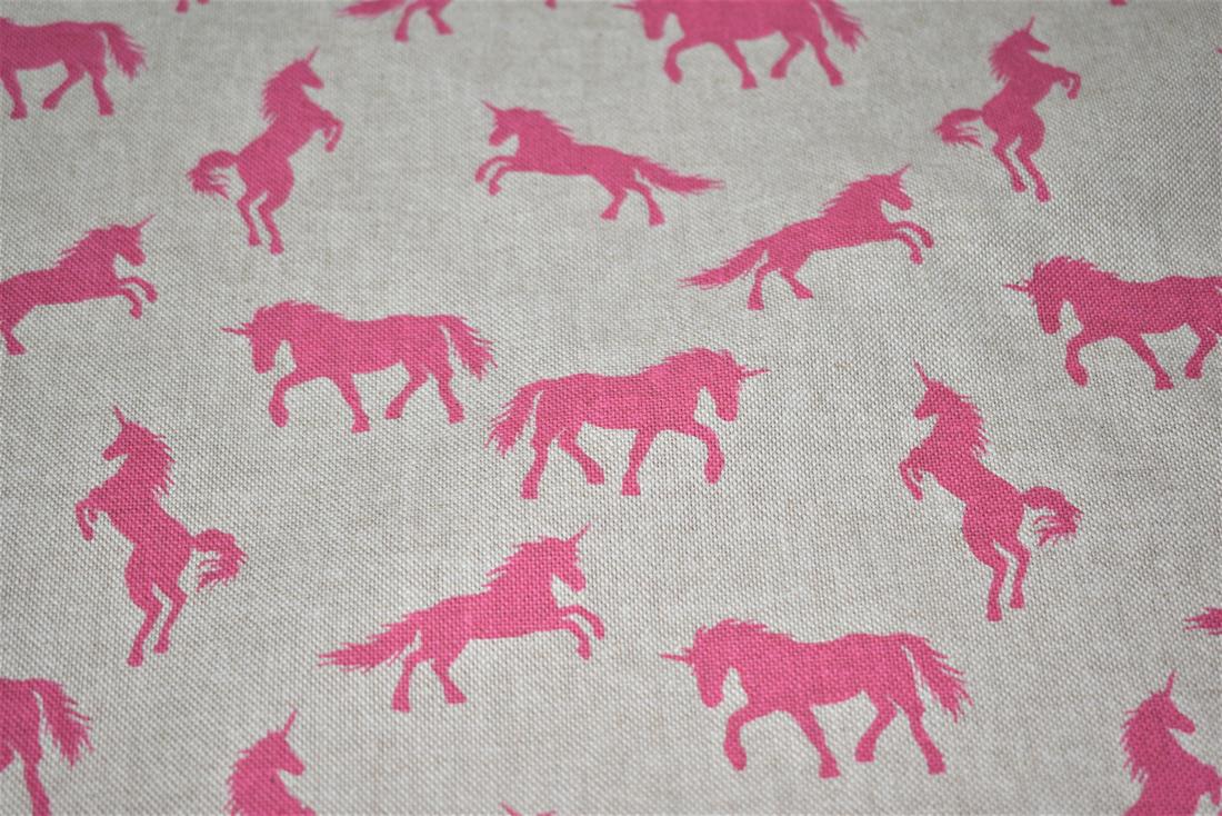 Linen Unicorns Printed Canvas Fabric