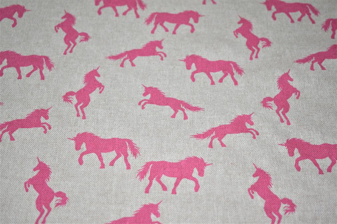 Linen Unicorns Printed Canvas Fabric