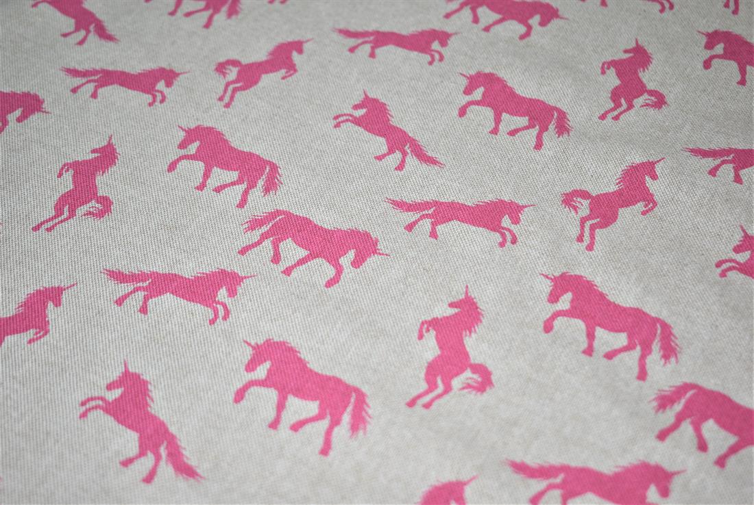 Linen Unicorns Printed Canvas Fabric