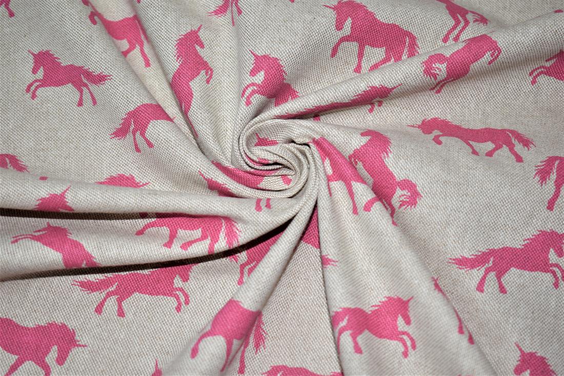 Linen Unicorns Printed Canvas Fabric