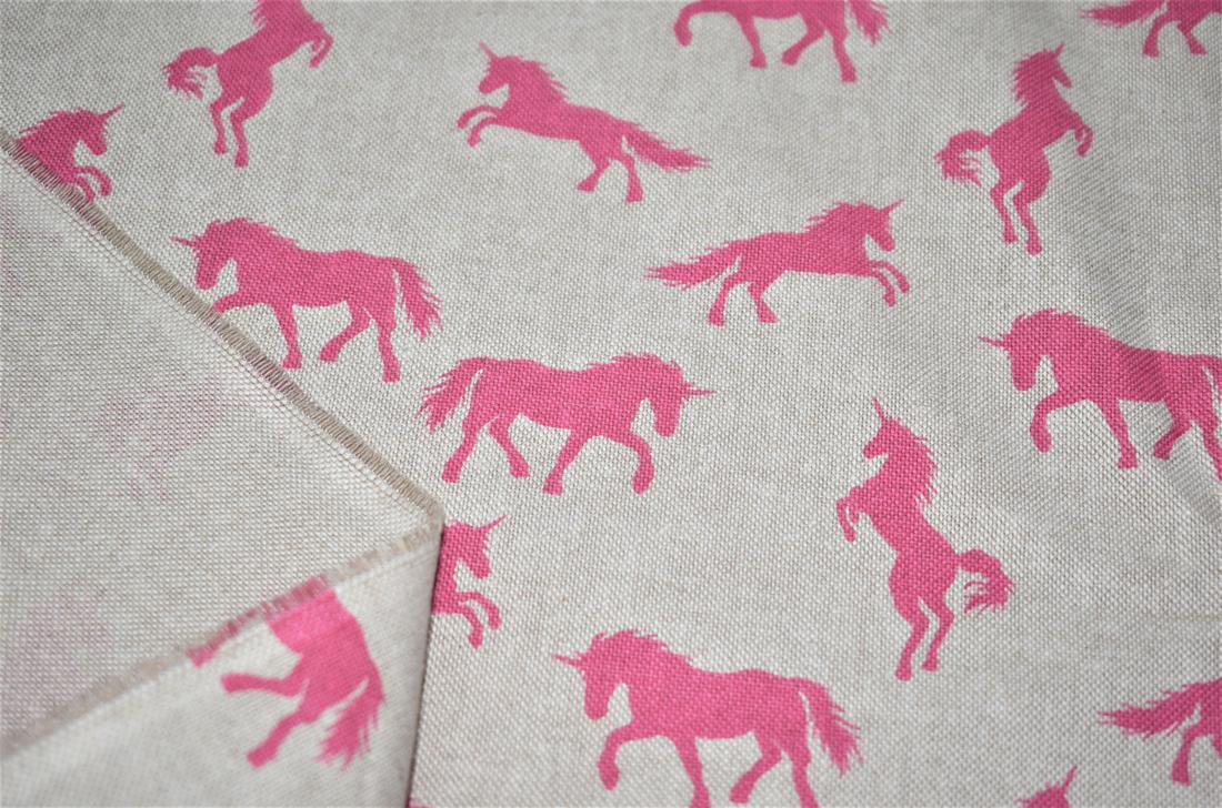 Linen Unicorns Printed Canvas Fabric