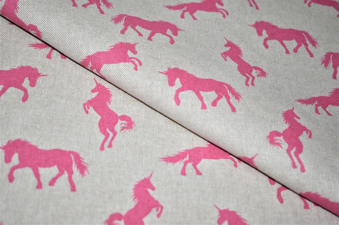 Linen Unicorns Printed Canvas Fabric