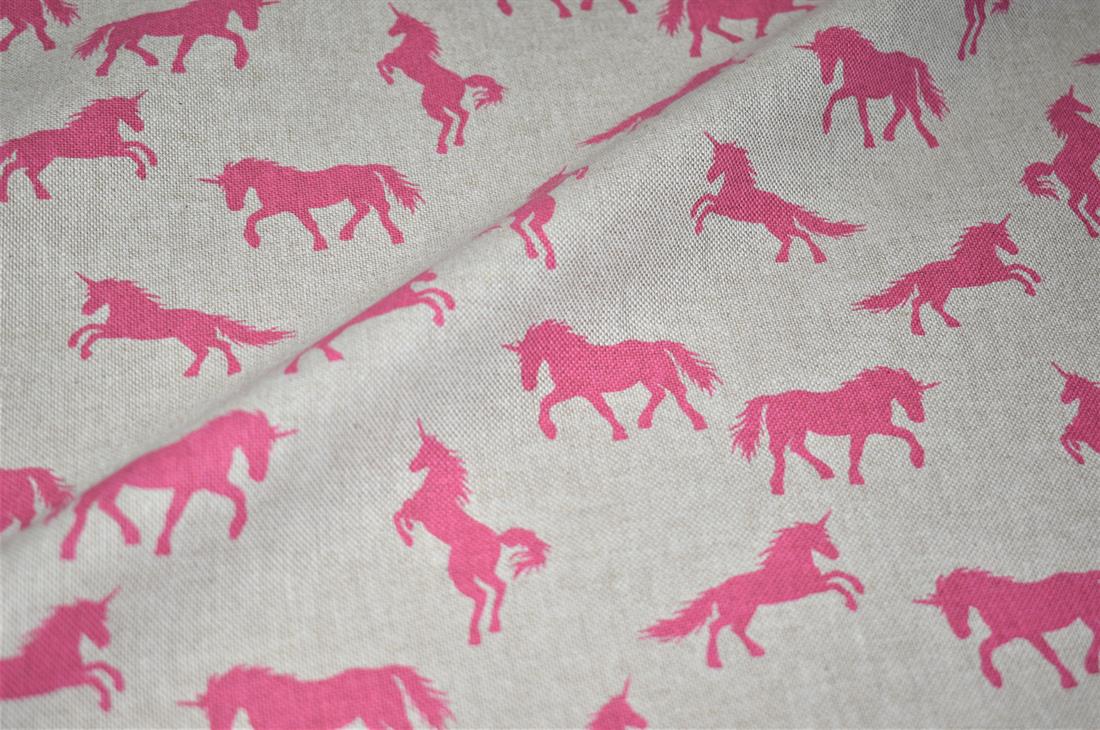 Linen Unicorns Printed Canvas Fabric