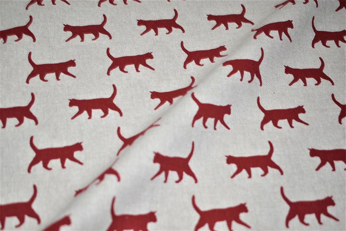 Linen Kitty Printed Canvas Fabric