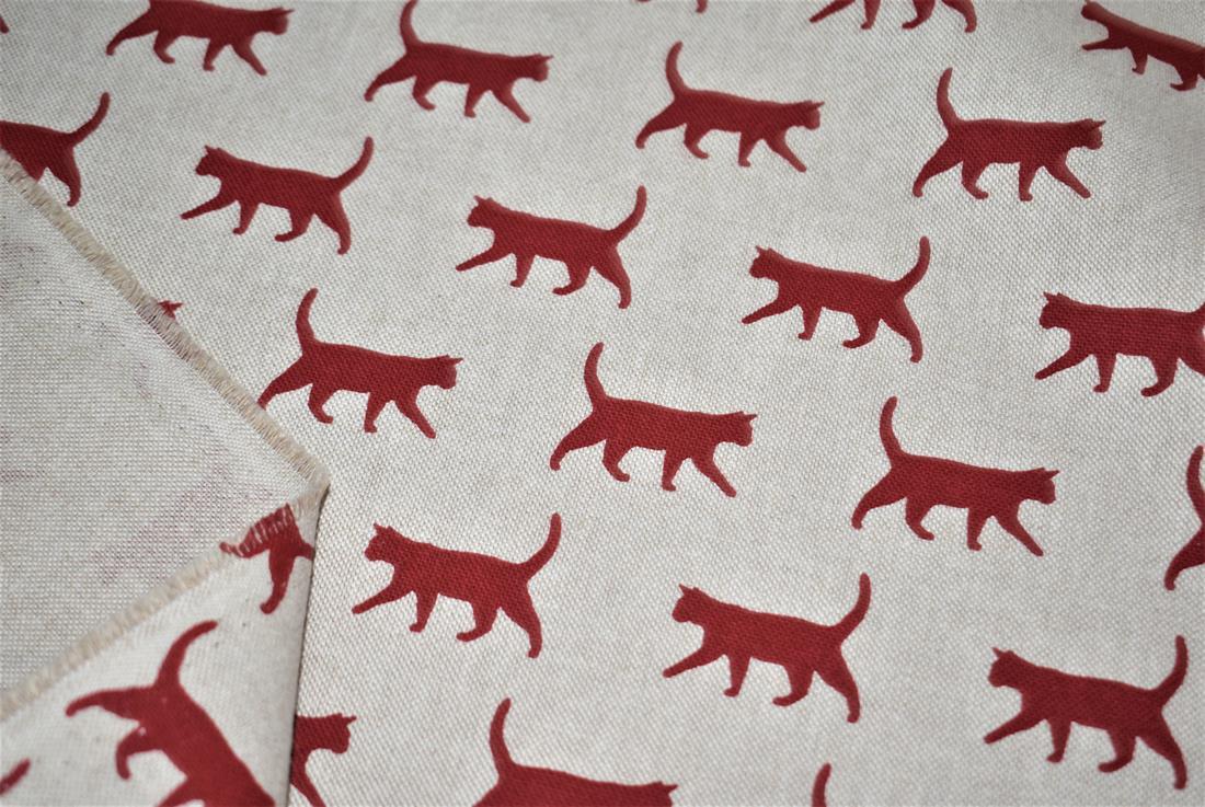 Linen Kitty Printed Canvas Fabric
