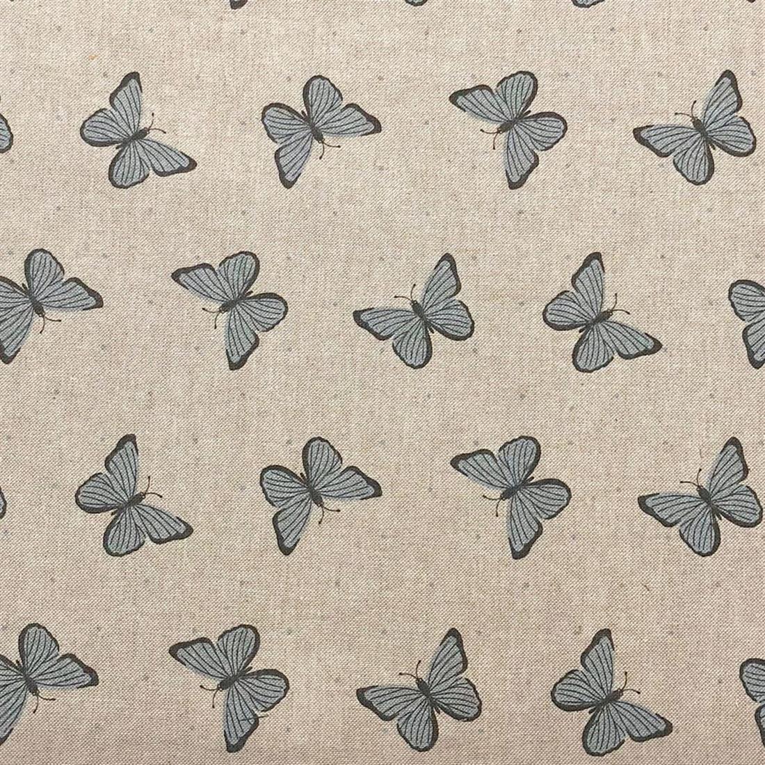 Grey Butterflies Blue Linen