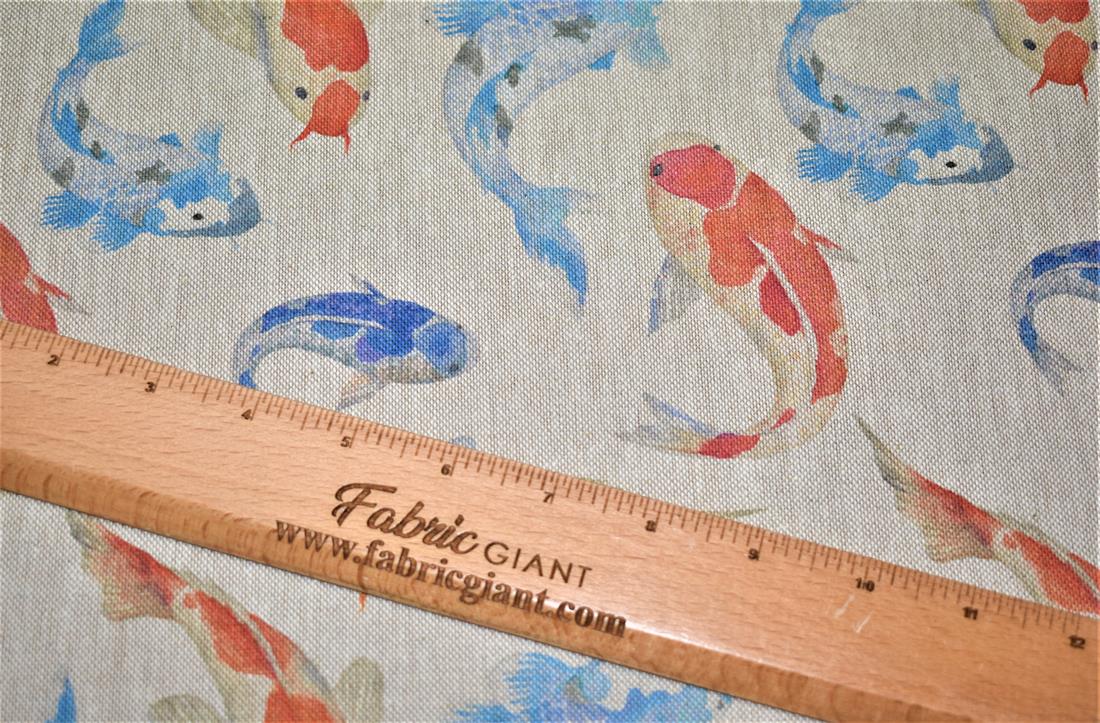 Natural Koi Carps Printed Digital Canvas Fabric