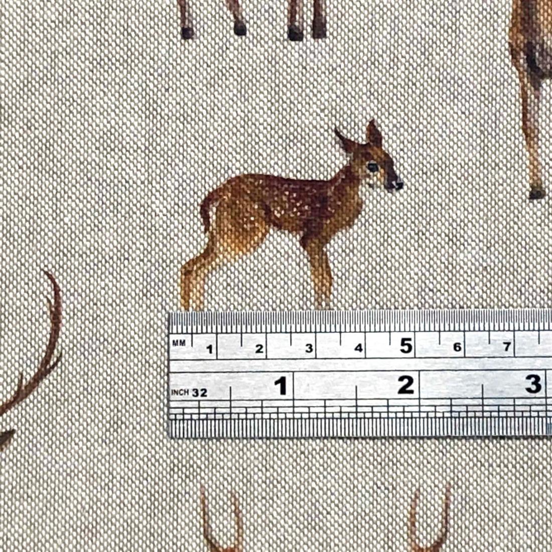 Natural Stags and Deers Printed Digital Canvas Fabric