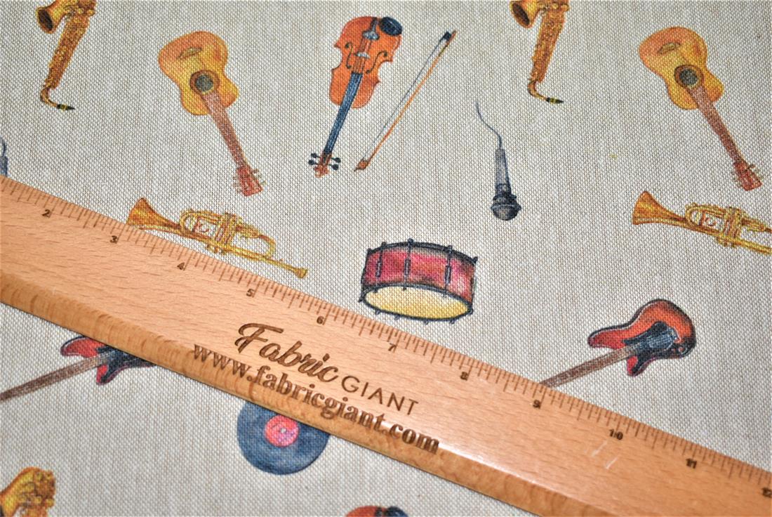Natural Musical Instruments Printed Digital Canvas Fabric