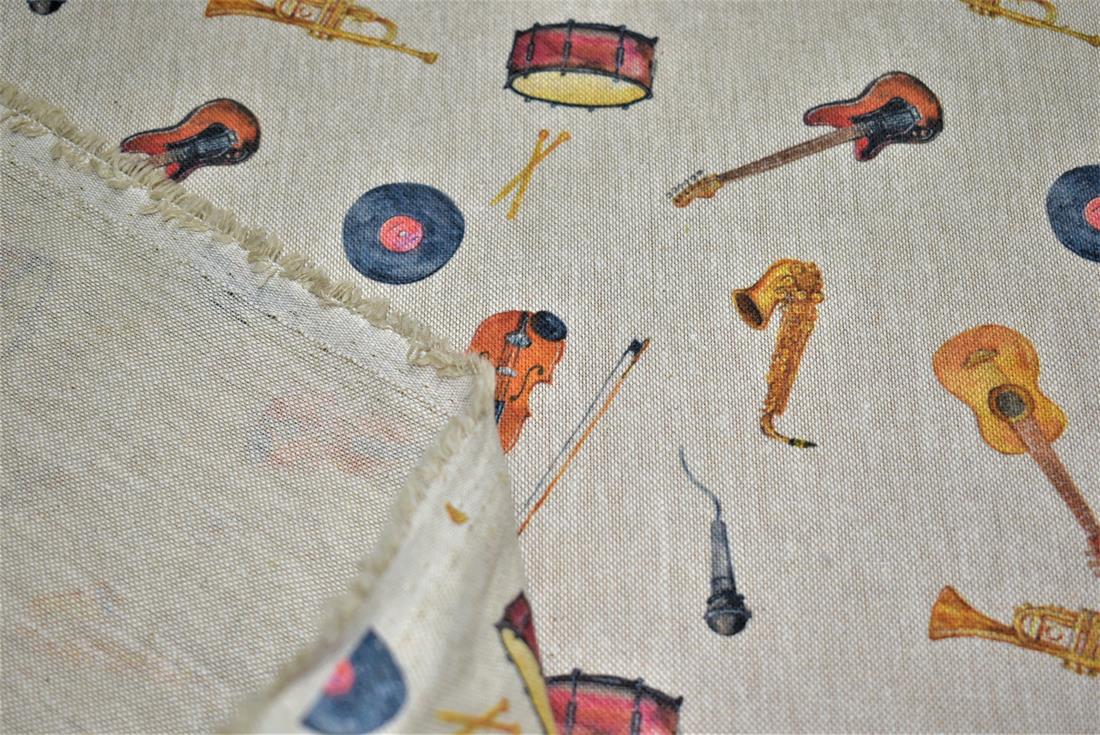 Natural Musical Instruments Printed Digital Canvas Fabric