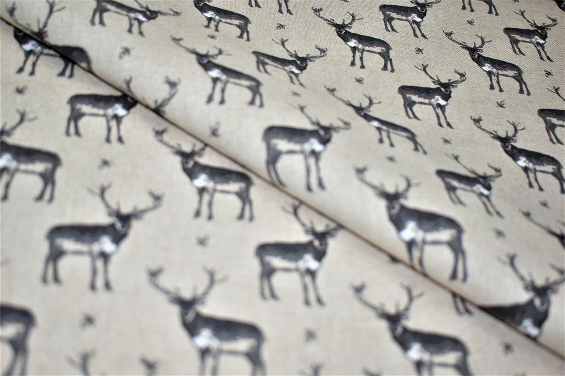 Natural Vintage Stags Linen