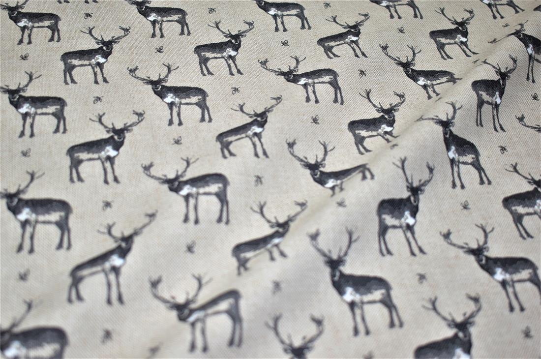 Natural Vintage Stags Linen