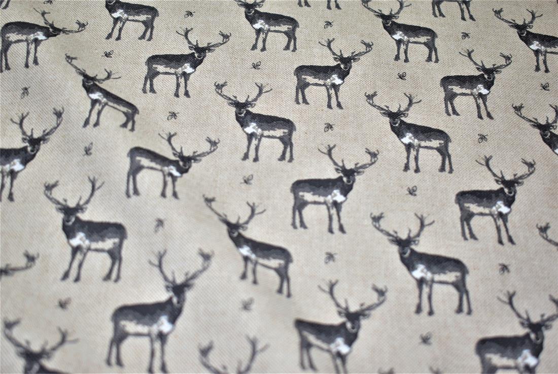 Natural Vintage Stags Linen
